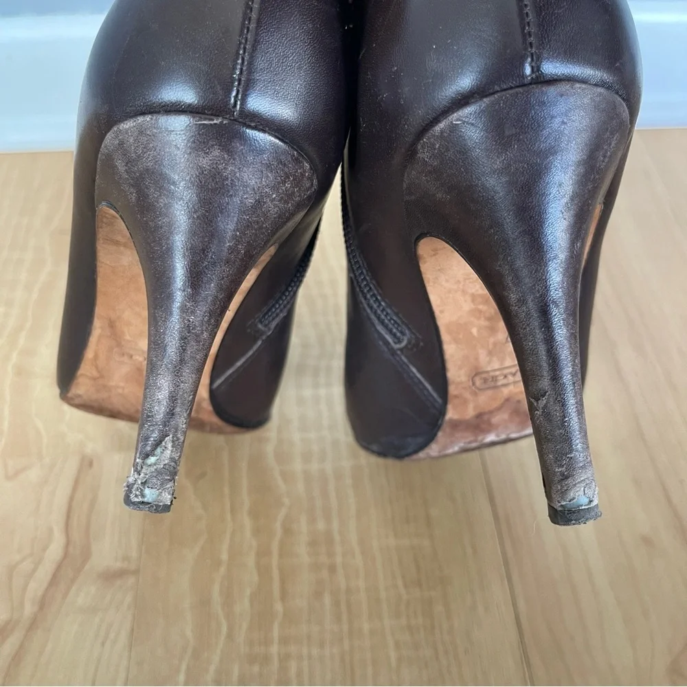 Coach Brown Biancca Bootie Soft Calf Leather Round Toe Boot Stiletto Shoe